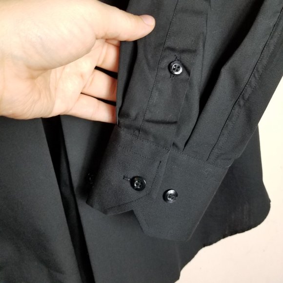 Men's Black Button Up Dress Shirt Size 14.5 Neck, Excellent Condition - Picture 2 of 3